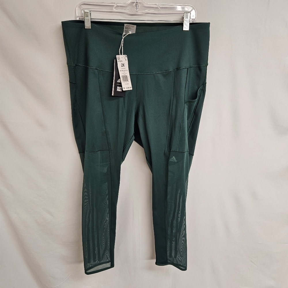 Ivy Park X Adidas Women's 3 Stripe Green NWT Mesh Tights Size 2X Plus
